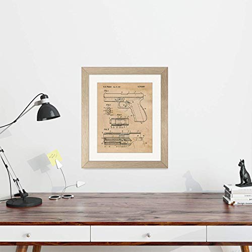 Vintage Glock Gun Patent Prints, 1 (11X14) Unframed Photo, Wall Art Decor Gifts Under 15 For Home Office Studio Garage Shop College Student Teacher Westerns Cowboys Nra War Action Movies Fans #TOP3