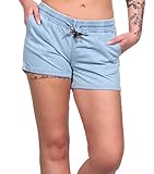 Figurbetonte kurze Hose mit Saumaufschlag in luftig leichter Denim Optik und vielen Logodetails