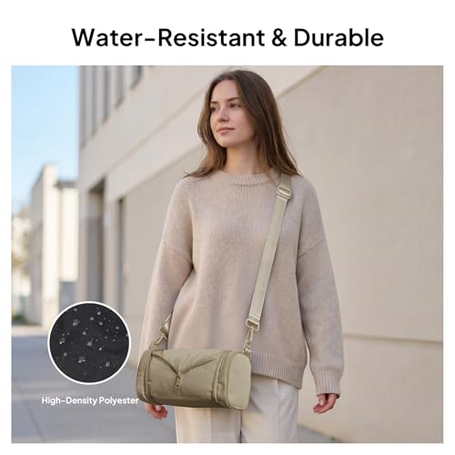 TOPEAST Cross Body Purse, Mini Crossbody Sling Bag for Women, Barrel Cylinder Bag with Adjustable Shoulder Straps, Smooth Zipper, Water-Resistant, Khaki by TOPEAST - Image 7