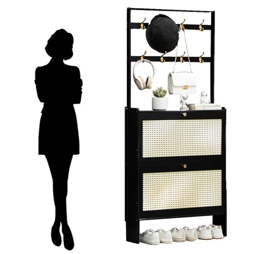 Placard couloir slimline design élégant meuble de rangement en bambou