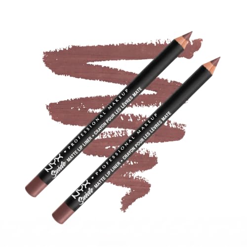 NYX PROFESSIONAL MAKEUP Suede Matte Lip Liner, Velvety-Smooth, Long-Lasting Formula For A Defined Lip Makeup Look - Los Angeles (Brown) (Pack of 2)
