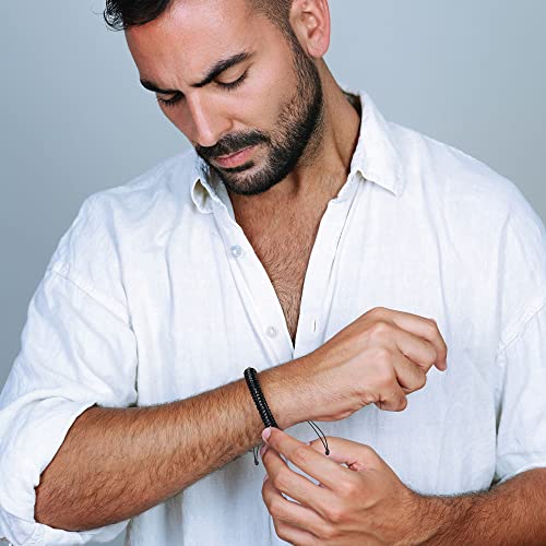 Vrsilver Mens Bracelet Gifts For Him, Black Leather Bracelets For Men I Love You Morse Code Bracelets Gifts For Him Love Bracelet Birthday Anniversary Christmas Valentine's Day Gifts For Boyfriend Husband #TOP2