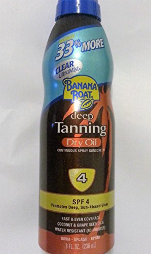 Banana Boat Sunscreen Ultra Mist Deep Tanning Dry Oil Sun Care Sunscreen Spray - SPF 4, 8 Ounces/ 236ML