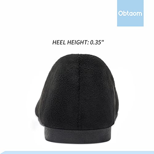 Image of Obtaom Round Toe Women Flat Shoes Slip on Girls Dress Black Ballet Flats