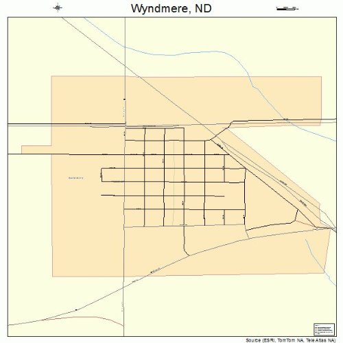Large Street & Road Map of Wyndmere, North Dakota ND Printed poster size wall atlas of your
