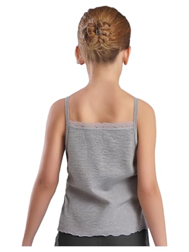 YEAHDOR Kids Girls Ribbed Tank Tops Sleeveless Lace Trim Spaghetti Strap Camisole Vest Basic Undershirts2