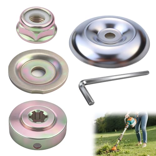 Kit Écrou Tête Débroussailleuse 5 Pièces, Accessoires Débroussailleuse avec Écrou Lame M10LH, Plaque, Capot, Clé L, Pièces Détachées pour...