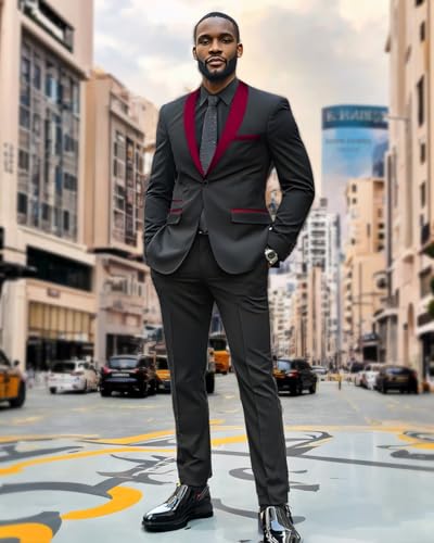 VENNYNG Men's Wedding Suits 2 Piece Slim Fit Tuxedos Groomsmen Suits Formal Solid Colored Single Breasted One-Button2