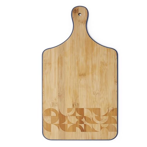 Cooksmart Bauhaus Planche à découper en bois de conception britannique | Planche à pagaie en bambou géométrique pour tous les types de cuisine | Planches à découper en bois idéales pour hacher la