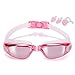 KXCFCYS Swimming Goggles with Earplug No Leaking Anti Fog UV Protection Adjustable Strap Adjustable for Men Women Youth Kids (Pink)