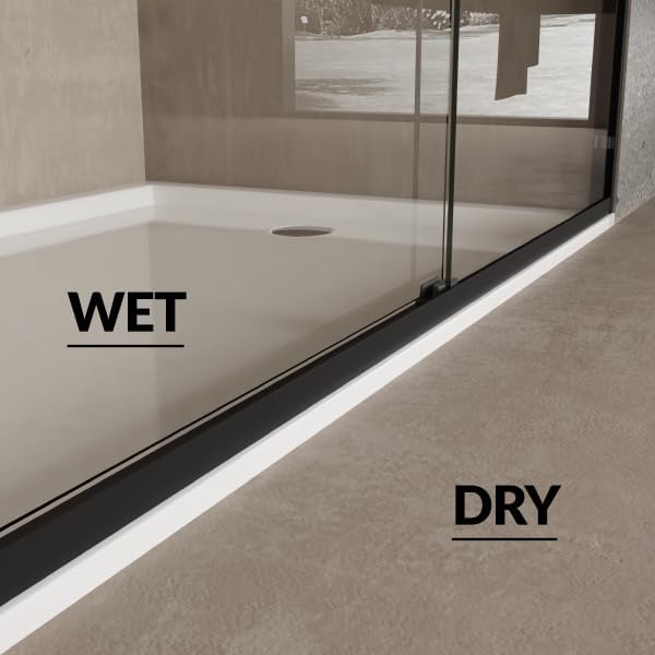Image of 56 inch-60 inch W x 72 inch h Double Sliding Shower Door - Semi-Frameless Bypass Bathroom Door with 1 /4 inch Tempered Glass,Matte Black Finish for Walk-in Shower