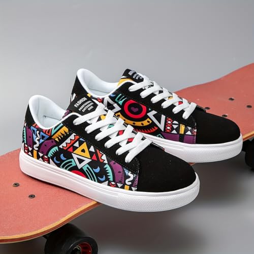 Men's Trendy Street Style Skate Shoes, Comfy Non Slip Casual Lace Up Sneakers for Men's Outdoor Activities2