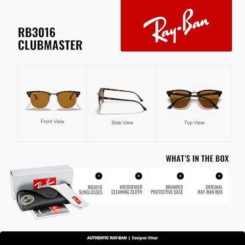 Image of Ray-Ban RB3016 Clubmaster Classic Square Sunglasses for Men for Women