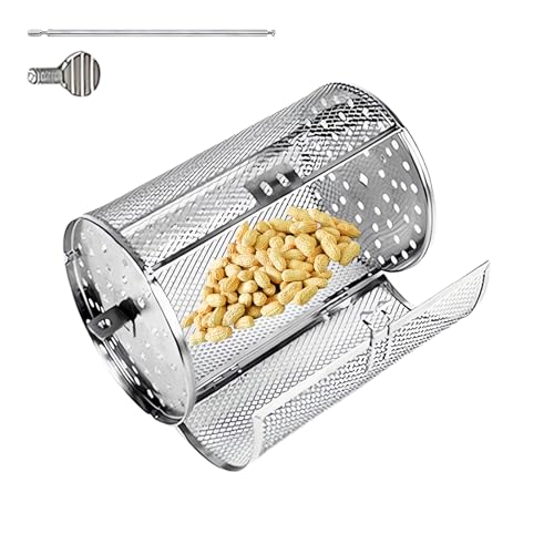 Swivel Wing Basket - Stainless Steel BBQ Basket, Rotating Grill Cage | Rope Swivel Grill Cooking Basket, Enrol Stainless Steel Grill Basket