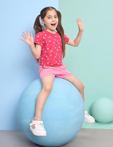 Image of Amazon Brand - Symbol Girls 100% Cotton Graphic Printed Half Sleeves T-Shirt | Age 2-14 Years (Combo Pack of 3 and 5)
