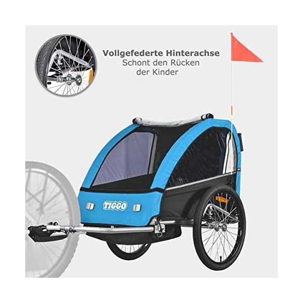 Tiggo S2 Kinderanhänger mit Federung Jogger 2 in 1 Kinder Buggy fahrradanhänger Anhänger 360° Drehbar – Bild 4