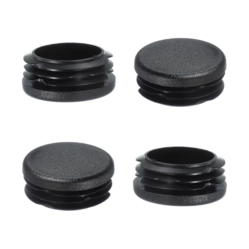 Image of PATIKIL 1-1 /2 Inch Plastic Tubing End Caps, 4 Pcs Round Hole Plug Insert for Round Iron Pipe Chair Leg Table Bookshelves Patio Furniture, Black