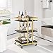 Esthetician Cart with Wheels Utility Salon Rolling Trolley, Black Gold Mobile Storage Organizer for Beauty Spa Cosmetology Massage, Tattoo Manicure Facial Tool Holder Station
