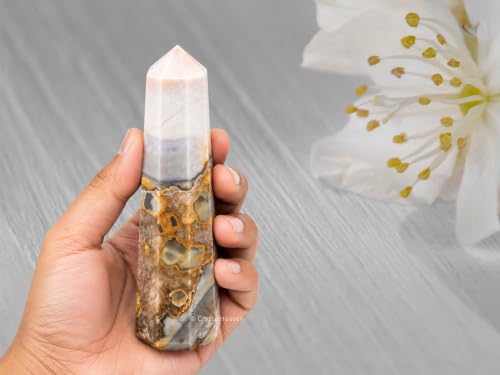 Image of Crystal Heaven Certified Conglomerate Jasper Crystal Tower Obelisk Point For Chakra, Healing & Balancing-Aaa Grade Original Certified Gemstone Agate For Reiki Meditation Yoga Spiritual (3-4 Inches)