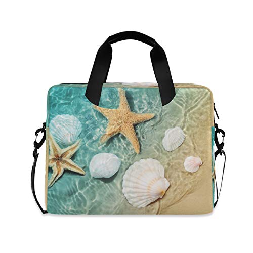 HMZXZ Bolsa para laptop, estrela-do-mar, conchas, verão, praia, capa para laptop de 13, 14 e 15,6 polegadas, pastas, estojo de transporte, bolsa de ombro para trabalho escolar, Multicolorido., Size:
