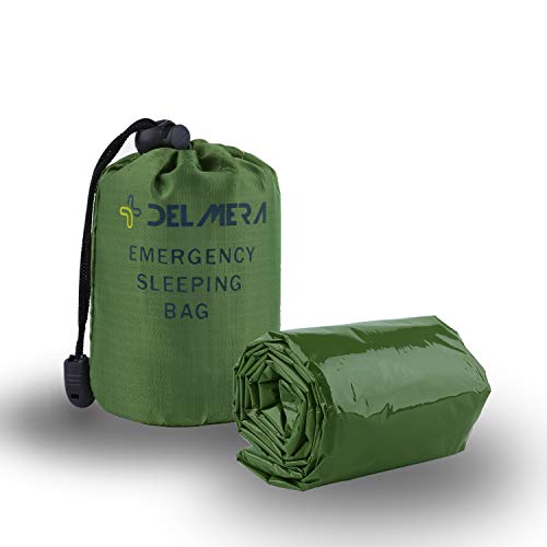 Bolsa de Dormir de Emergencia Delmera, Ligera, Impermeable, Manta Térmica de Emergencia, Bivi Sack para Camping, Senderismo, Verde miniatura 4
