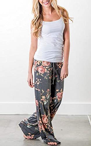 Image of NEWCOSPLAY Women's Comfy Pajama Pants Casual Drawstring Palazzo Lounge Wide Leg Pants