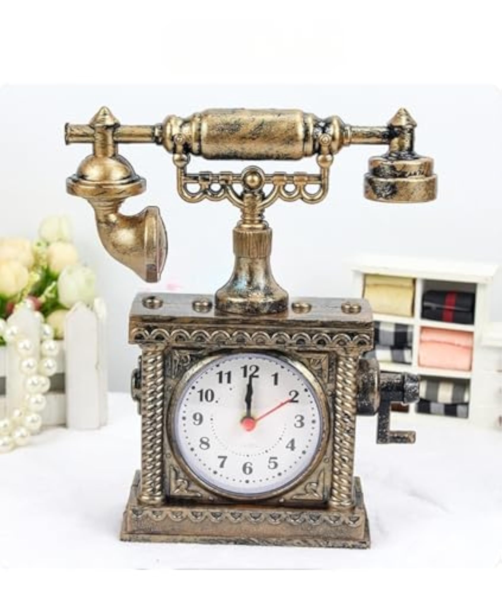 Plastic Telephone Analog Desk Alarm Clock