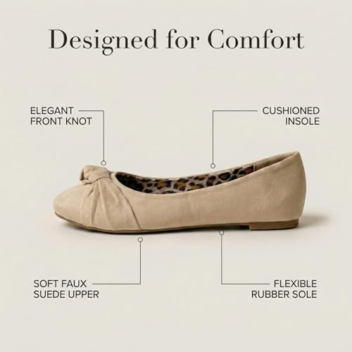 Image of Epic Step Ballet Flats for Women, Comfortable Slip on Faux Suede Round Toe, Ballerina Dressy Flat Shoes