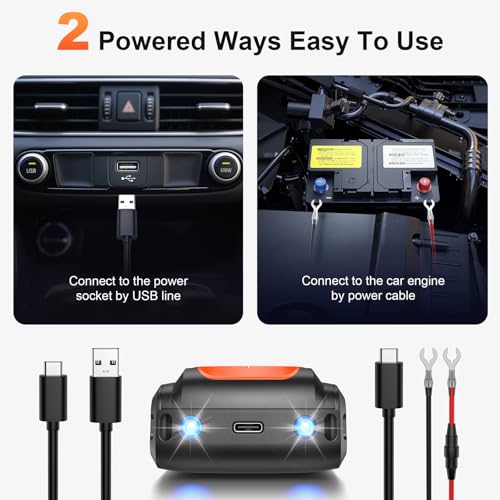 SOKTNEU Marderschreck Auto, Ultraschall Marderabwehr mit Flexible Stromversorgung, Marderabwehr Auto für Motorraum inkl an 12V Autobatterie, für Auto, Garten, Dachboden - 2 Stück