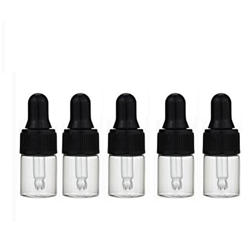 Rimandy Mini Empty Clear Glass 15 Pcs Essential Oil Sample Dropper Bottles Refillable Travel Perfume Cosmetics Liquid Dropper Pipette Bottles Vials (2ml) Cover