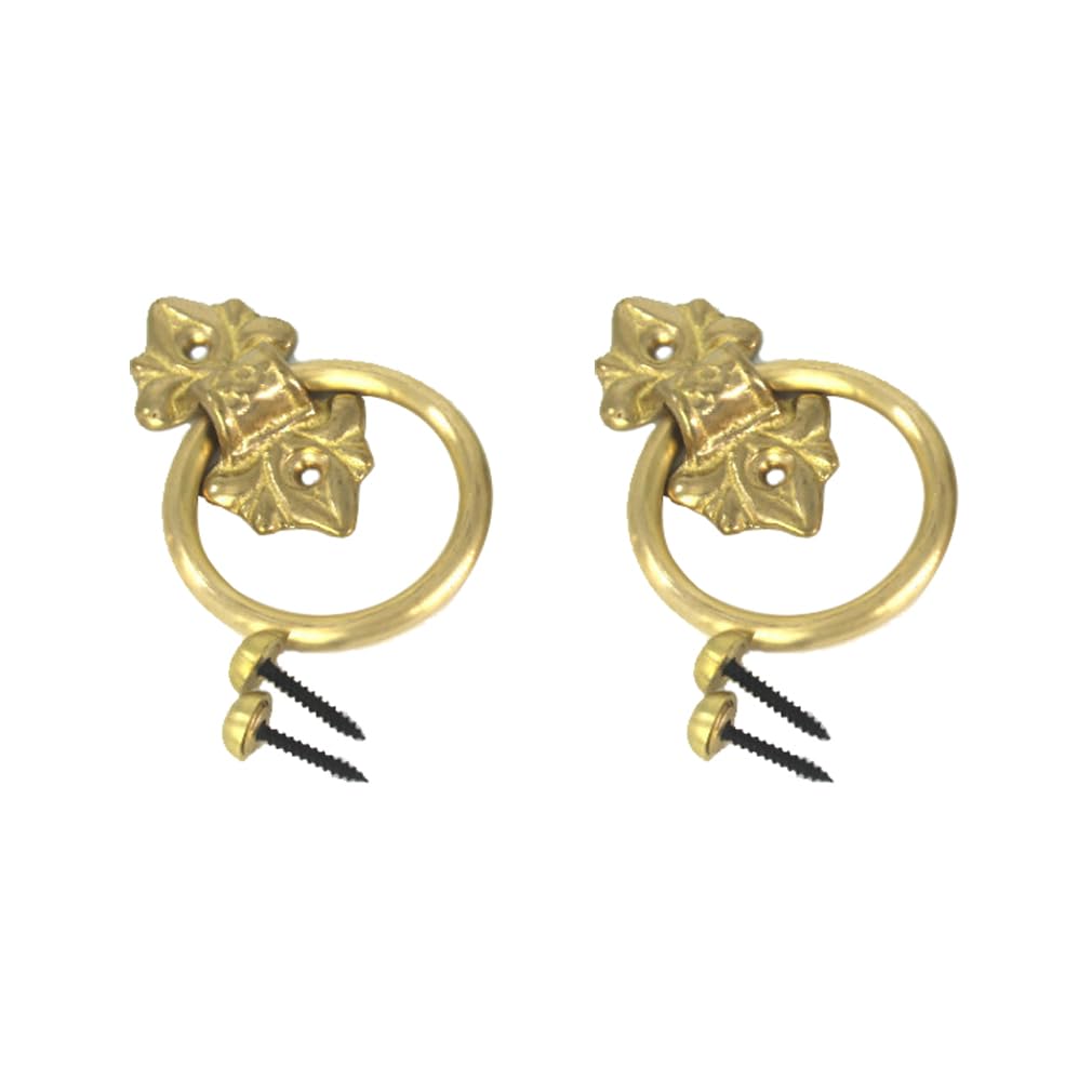 Jfgctyhxy Gold Drawer Handles, 2Pcs Antique Brass Ring Pulls Handle Kitchen Cabinets Wardrobe Drawer Vintage Furniture Hardware(Gold)