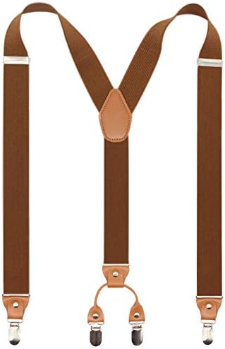 Timiot Men’s Y-Back 4 Metal Clip Elastic Wide Suspenders Perfect For Both Casual&Formal