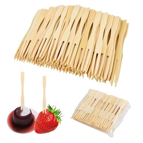 Aililong 200 Piezas Tenedores de Madera 88mm, Cubiertos Desechables Ecológicos para Papas Fries, Currywurst, Fruta - Ideal Fiestas, Cumpleaños, Campamentos, Picnics