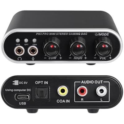 XTUGA PH3 Gaming DAC Headphone Amplifier Stereo Mini Portable Sound Card Audio Converter USB Type C to RCA Fit for PC/PS4/PS5/MAC