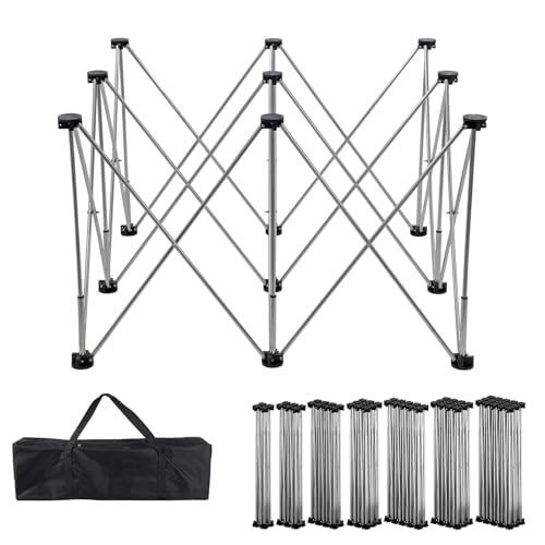 Banco de trabajo plegable portátil y resistente, no requiere montaje, soporte de trabajo móvil de acero inoxidable con bolsa de almacenamiento para garaje, construcción, carpintería, picnic (12 patas)