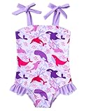 Vieille 4T Bathing Suits for Girls 3T Swimsuit Girls One Piece Dolphin Ruffle Swimwear