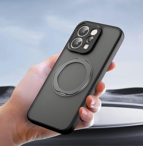 Image of Compatible with Realme 15 5G Case Cover,Compatible with Realme 15 Pro 5G RMX5101 Built-in 360Rotating Magnetic Mount Matte Translucent Phone Protective Case Black