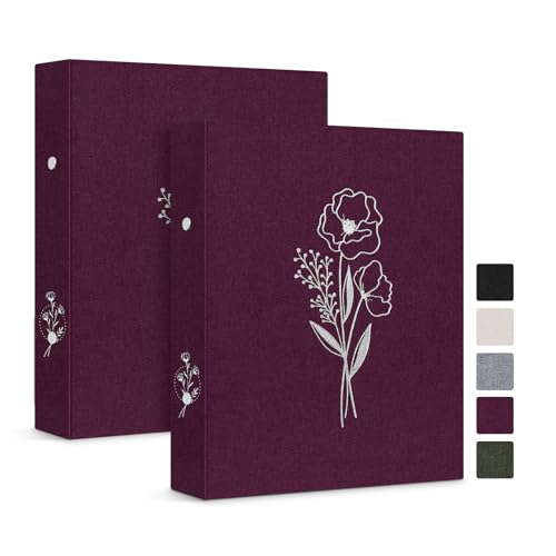 Lanpn Ringbuch Basic DIN A5 2 Stück, Leineneinband Ringbuch Ordner A5 mit 2 Ringe hält A5 Papier für Zuhause Büro Schule Journaling Sammlungen (Lila)