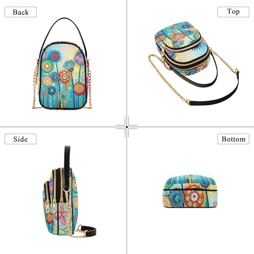 Women Shoulder Purses Colorful Chain Wallet Cell Phone Purse Quilted Ladies Crossbody Satchel Bag Vibrant Colorful Dandelion Floral4