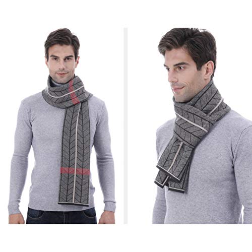 Bufanda de invierno para hombre con tejido jacquard a cuadros y rayas chal largo cálido 3