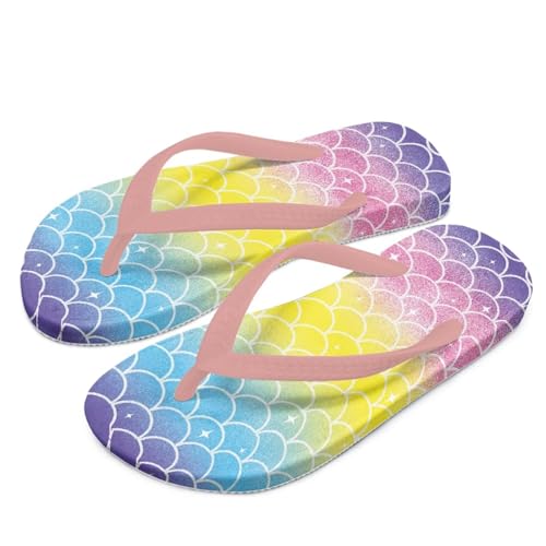 Fish Scales Print Kids Sandals Flip Flops Girls Beach Shoes With Soft Footbed Non Slip Slippers Lightweight