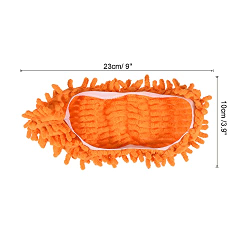 Image of MECCANIXITY Washable Cleaning Shoes Cover Multifunction Chenille Duster Mop Slippers Foot Socks for House Floor, Pack of 6 Orange