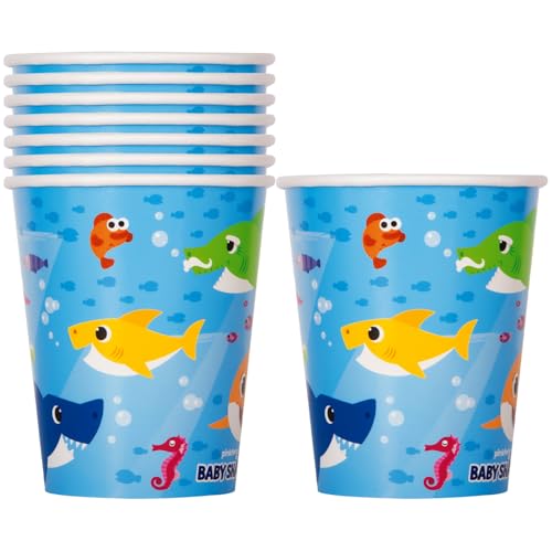 Unique Baby Shark Paper Cups - 9 oz. (Pack of 8) - Colorful Kid-F...