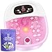 MoodRelish Foot Spa Bath Massager with Heat Bubbles and Vibration Massage and Jets, 16 OZ Calming Lavender Foot Soak Epsom Salt, Foot Soaker with Red Light, 22 Massage Rollers, Adjustable Temp - Pink