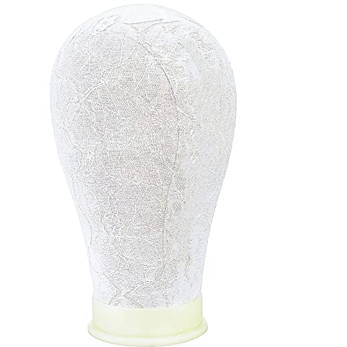 56cm Segeltuch Perückenkopf Schaufensterpuppe Kopf Modellkopf kopf styropor professioneller Kahlkopf mit einer Klemme und T-Nadel Pins (LACE) Cover