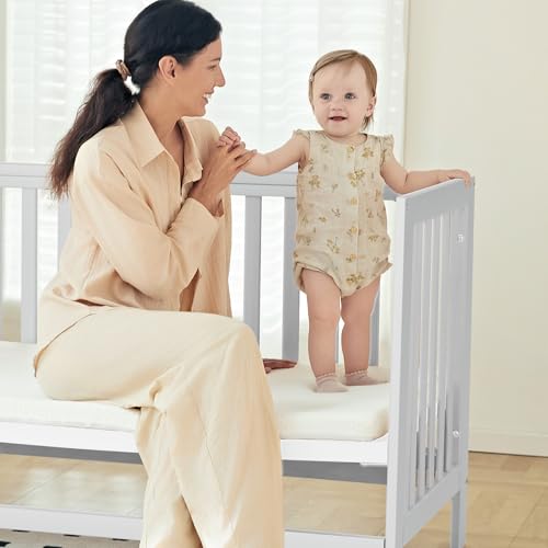 Image of MAMAZING EvoNest 11-in-1 Convertible Baby Crib with Wheels | Full Size Crib & Growing Bed, GREENGUARD Gold Certified, New Zealand Pine Wood, 4 Adjustable Heights, Rocking Mode, White