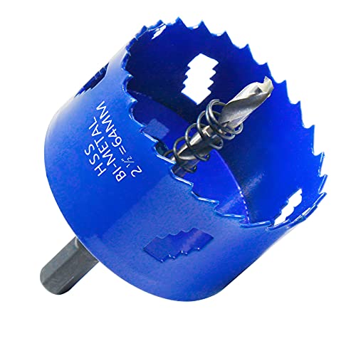 Image of 2-1 /2 Inch Hole Saw with Arbor, 1.2 Inch Cutting Depth | Heavy Duty, HSS Bi-Metal, For Wood Cornhole Boards Plastic Drywall & Thin Metal, Smoothly Cutting