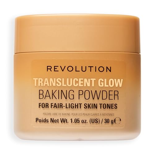 Revolution Translucent Glow Loose Baking Powder, Setting Powder Infused with Shimmer for Glowing Complexion, No Caking, Fair to Light, 30g