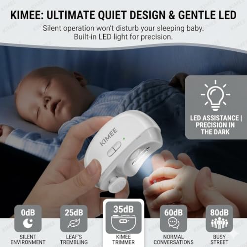 Image of KIMEE Electric Nail Clipper Automatic Nail Trimmer with LED Light, 2 Speed Rechargeable Nail File, 2-in-1 Safe Nail Cutter for Kids, Elderly, Adults & Caregivers Portable Manicure Tool