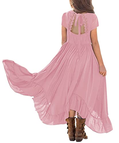 MITILLY Girls Boho Lace Flower Backless Crew Neck...